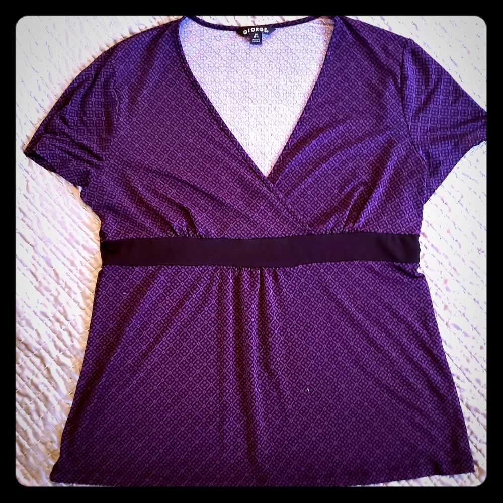 Patterned Purple Blouse w/empire waist